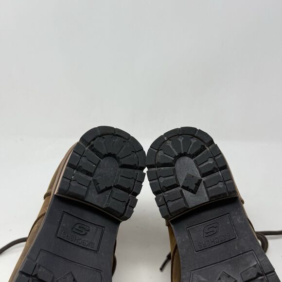 Skechers Logger Boots Womens 6.5 Brown Leather Chunky Heel Y2K Biker 47808 - Picture 15 of 16